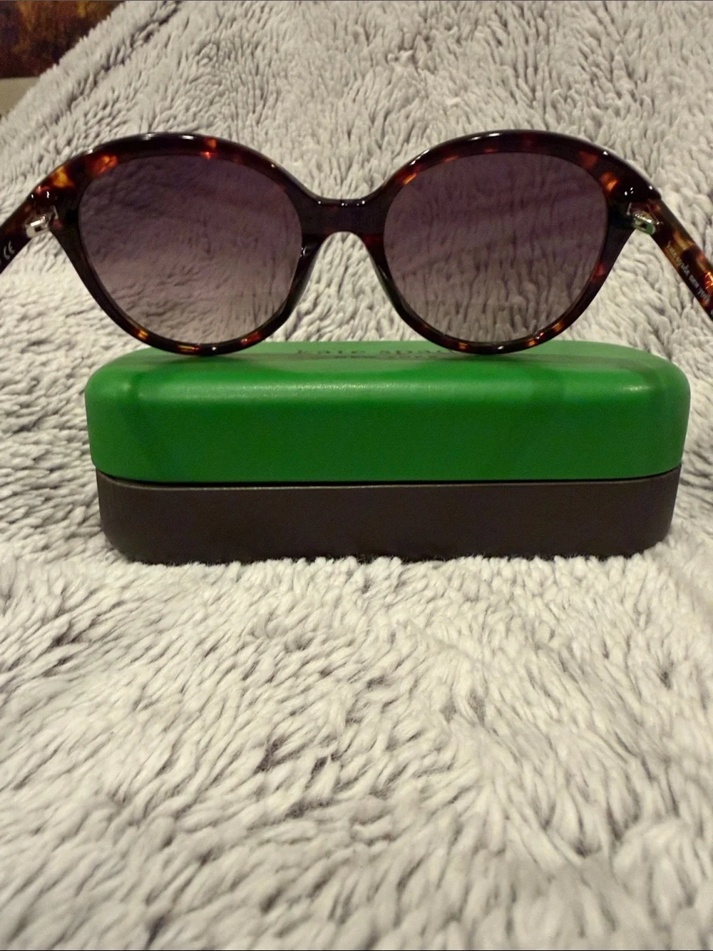 kate spade tortoise shell oversized sunglasses with purple gradient lenses
